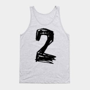 Handwritten Numeral: Two, Number 2 Tank Top